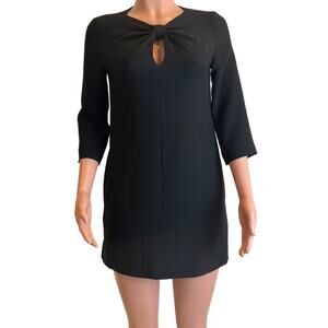 Red Valentino Dress Womens 38 Black Crepe Knot Keyhole Mini Cocktail Pockets